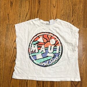 Maui and Sons Kids White Graphic Tee Sleeveless - Zara